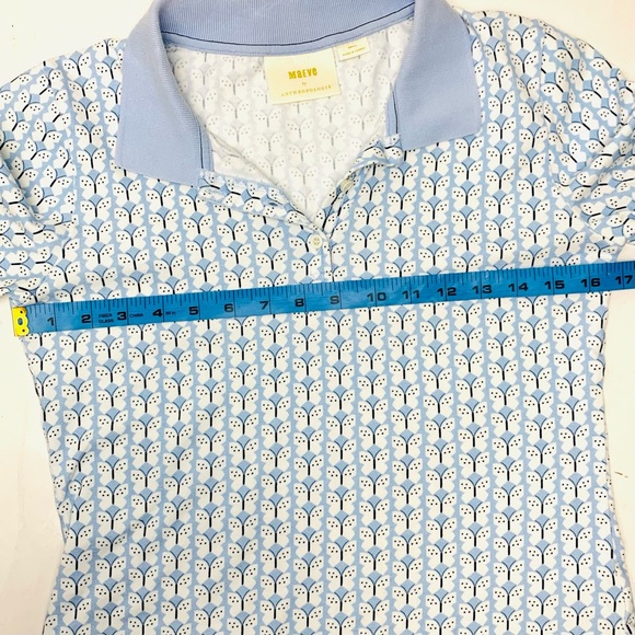 Maeve Anthropologie Women S Short Sleeve Polo Butterflies Pique Cotton Stretch - Picture 7 of 11